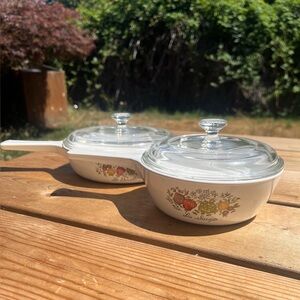 Two Piece Spice Of Life, Antique Corning Ware Set With Original Lids ￼
